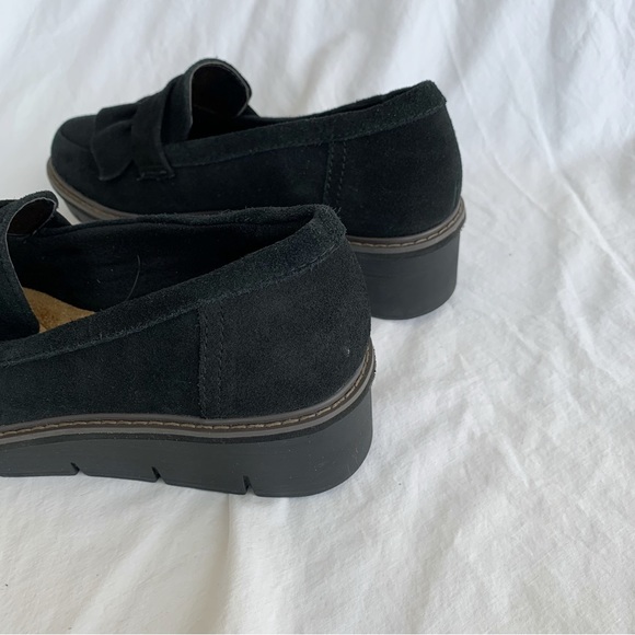 Clarks Loafers Airabel chunky heel size 7.5 US black suede upper woman’s - Picture 5 of 16